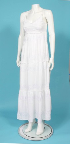 JESSICA SIMPSON Maxi Dress Long White Flower Eyelet Tiered Boho Women’s sz S 504 - Picture 7 of 10