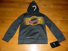 NEW Boy's NIKE Dri Fit Therma Hoodie Sz XS 4 Gray Baseball NEW w/Tags 38