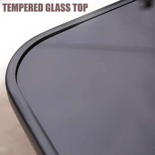 Folding Side Table Glass Top Small Side Stool Drink Coffee Garden Home Furniture - Picture 2 of 5