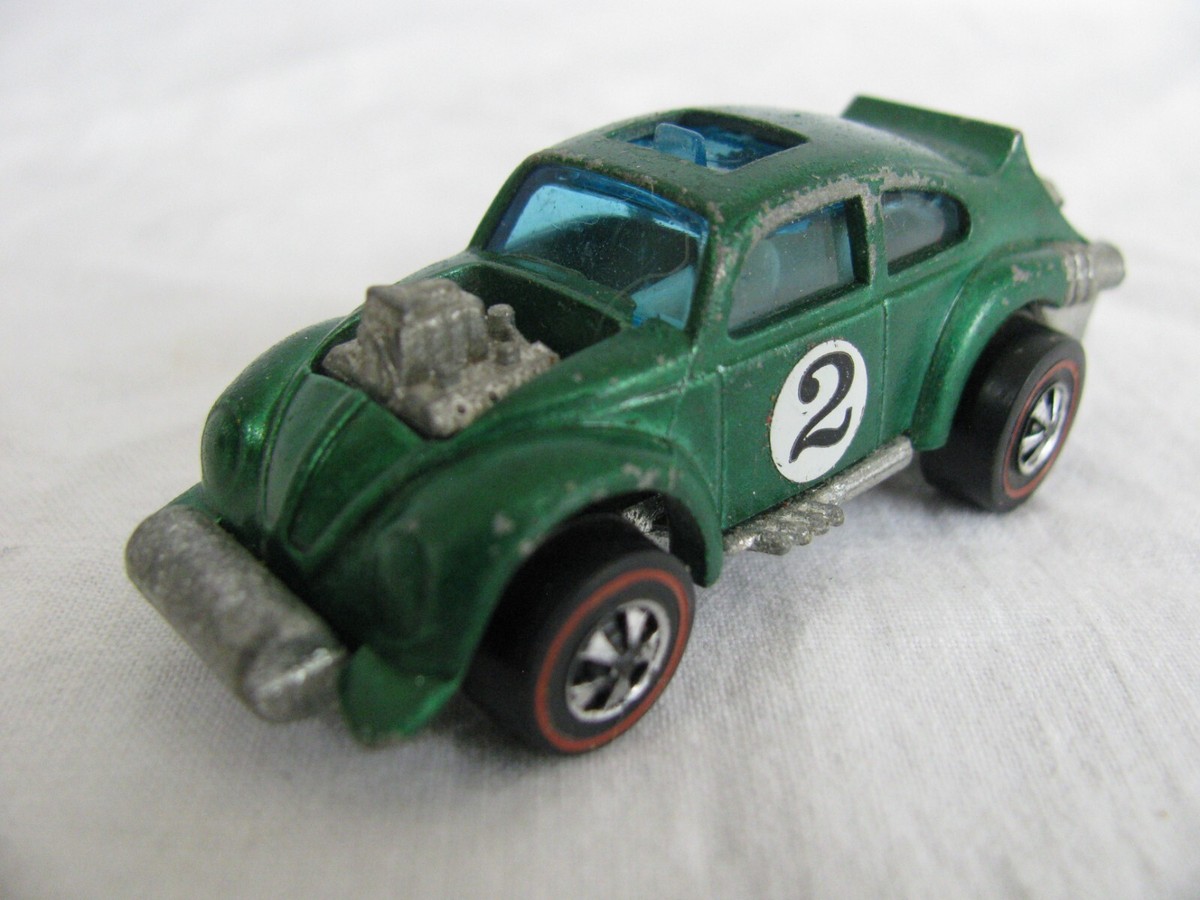 Vintage 1970 Mattel Hot Wheels Redline Green #2 Evil Weevil VW Bug