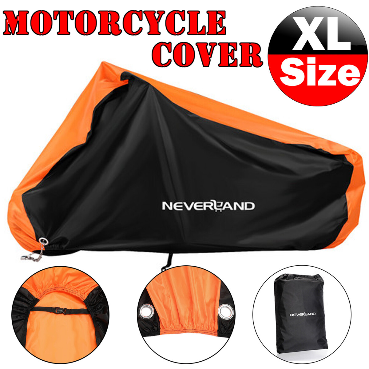 XL Orange Motorcycle Cover Motorbike Waterproof Outdoor Sun For