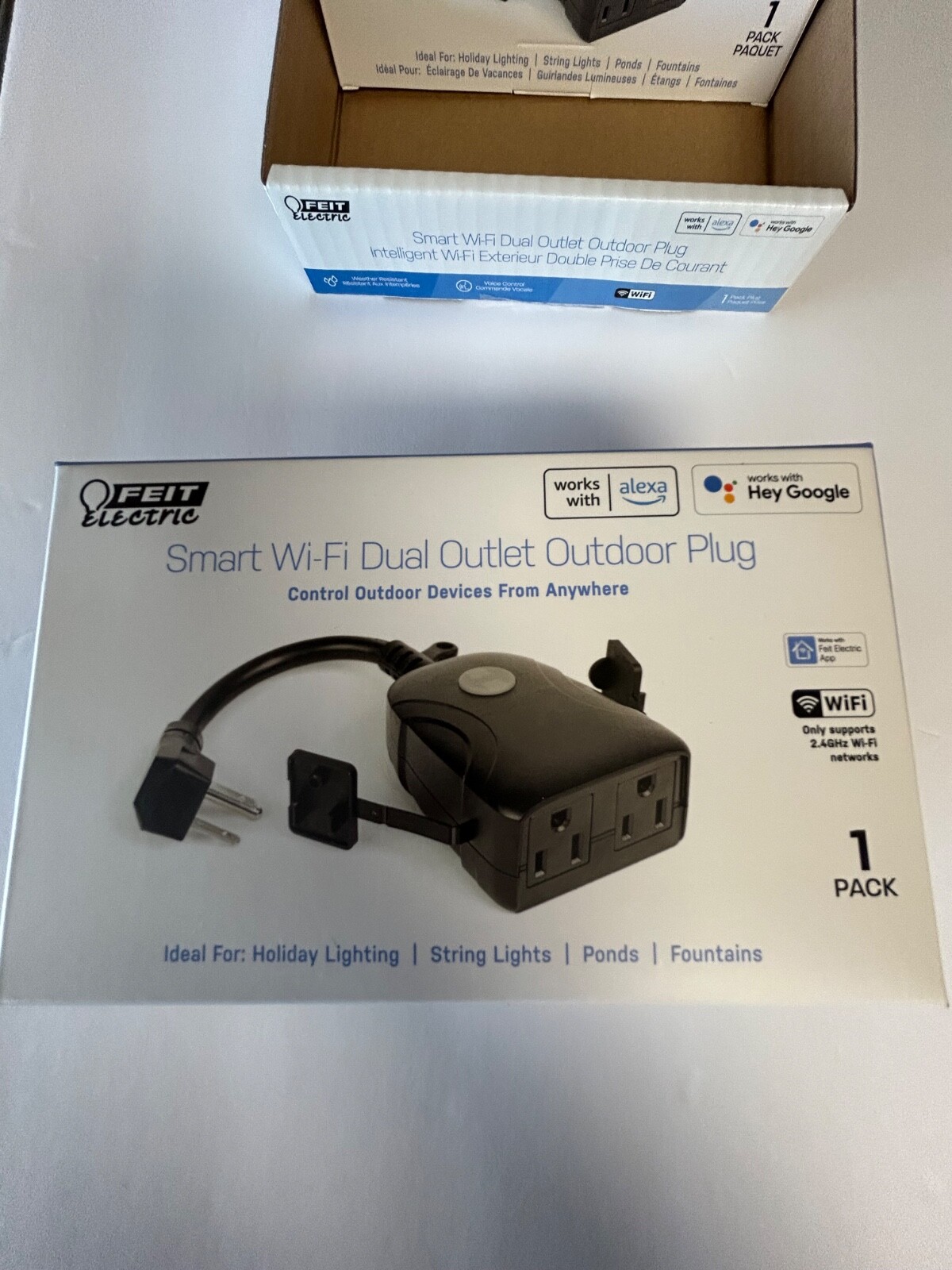 Lot of 3 Feit Electric Smart Wi-Fi Dual Outlet Outdoor Plug Alexa Google