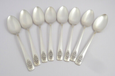 #ad #ad 8 Rogers amp; Bro. XII IS Dawn Silver plate Flatware Tea Spoons 6” Long Circa 1949 $29.95