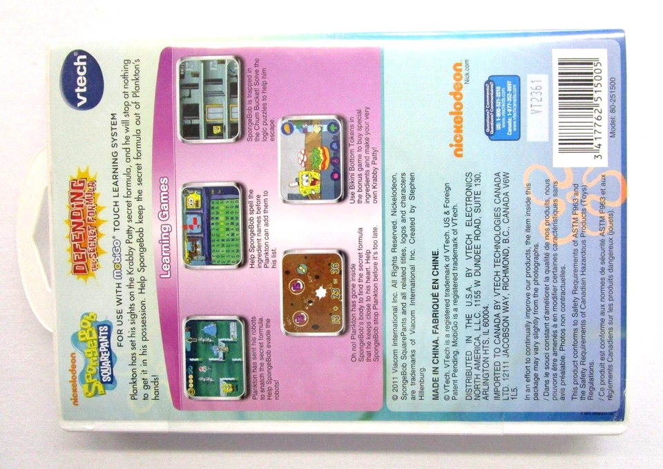 Vtech MobiGo Spongebob SquarePants Defending the Secret Formula Learning 5-8 New - Image 4 of 4