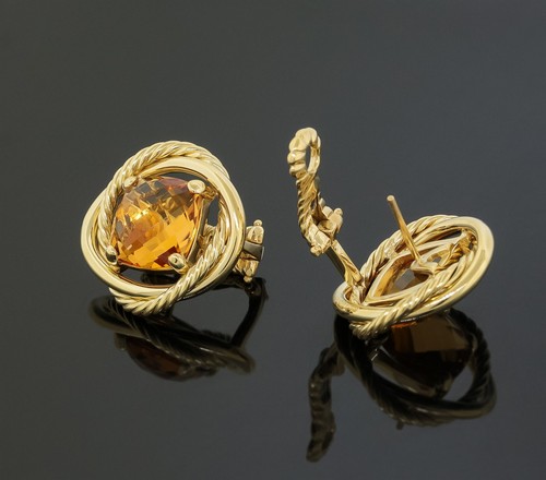 Pendientes Infinitos David Yurman Cable Citrino Amarillo 11MM Oro Amarillo 18K - Imagen 2 de 5