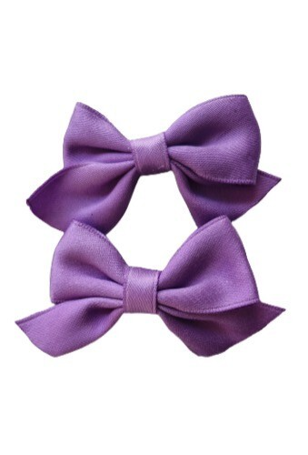 NEW 6cm Purple Satin Fabric Bow 4.5cm Hair Black Beak Clip Slide Fashion