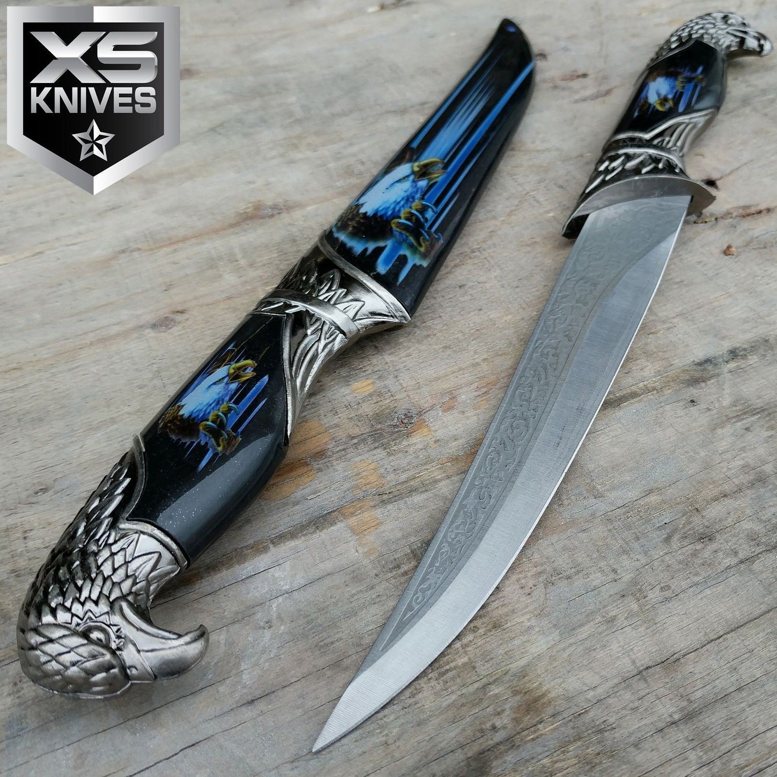 13" EAGLE HEAD Dagger Collectors Hunting Knife Decorative Sheath 440 STEEL Gift