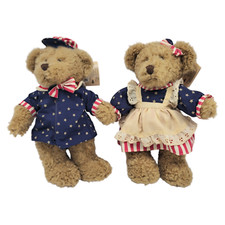 Russ Berrie Patriotic Martha George Teddy Bear Couple 4th of July Vintage Plush