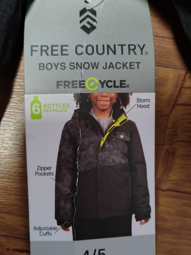 Free Country Boy's Softshell Wind Water Resistant Jacket Map print Black XS - Picture 6 of 7
