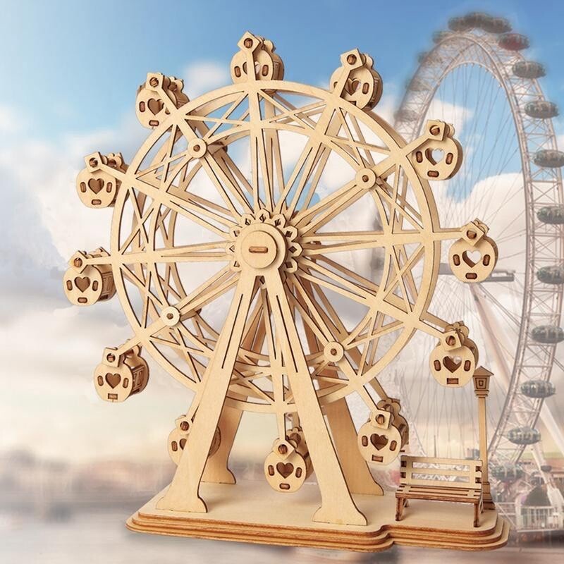 Robotime Self Assemble 3D Classical Wooden Puzzle Laser Cut Ferris Wheel
