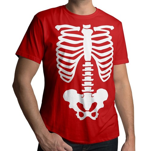 T-Shirt Rippenkäfig Beckenkörper Skelett Halloween Kostüm Herren/Unisex Grafik T-Shirt - Bild 10 von 23
