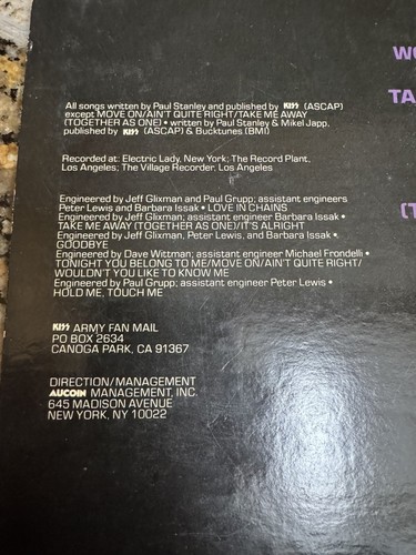 Vintage 1978 KISS Aucoin Vinyl Paul Stanley Solo Album NBLP 7120 (VG+ vinyl) ! - Picture 4 of 5