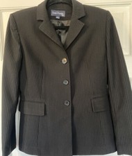 Evan-Picone Womens Blazer Black 3 Button Faux Pocket Long Sleeve SZ 6