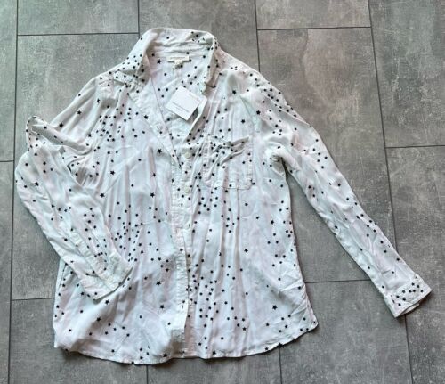 Women's Beach Lunch Lounge Long Sleeve Shirt Blouse Top Stars Pattern Size L NWT
