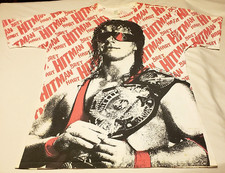 BRET HITMAN HART (Vtg 1993 USA) WWF Wrestling AOP Pink All Over Print XL T-SHIRT
