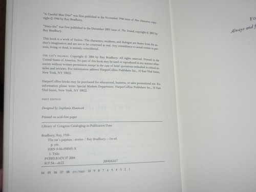 THE CAT'S PAJAMAS by Ray Bradbury, Short Stories, Stated 1st Edition, Ex-Library - Picture 7 of 8