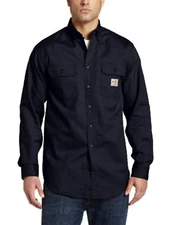 Carhartt Men's Flame Resistant Classic Twill Shirt in Navy Blue L13908 Size XXL