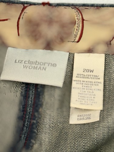 Liz Claiborne Woman Size 20W Skirt A Line Denim Red Stitching Embroidery Vintage - Picture 10 of 12
