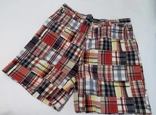 Tommy Hilfiger vintage shorts plaid patchwork mens Size 40 (Sho1215Oo)