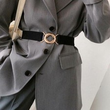 Gold Round Buckle Belt Women Waistband Female Waist Strap Elastic Waist Belt