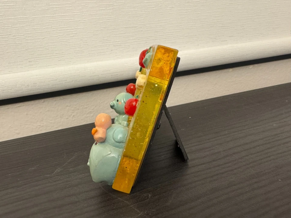 Marco de fotos pintado a mano de arcilla de resina elefantes pájaros manzana arco iris vivero Foto 3 de 4