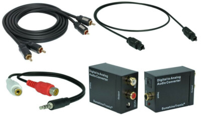 Digital zu Analog Audio Konverter+1,5m Toslink+Cinch Kabel+Klinke-Cinch Adapter