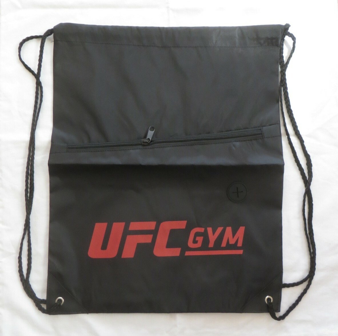 UFC Gym Drawstring Bag With Zipper Pocket Black with Red Lettering  Polyester