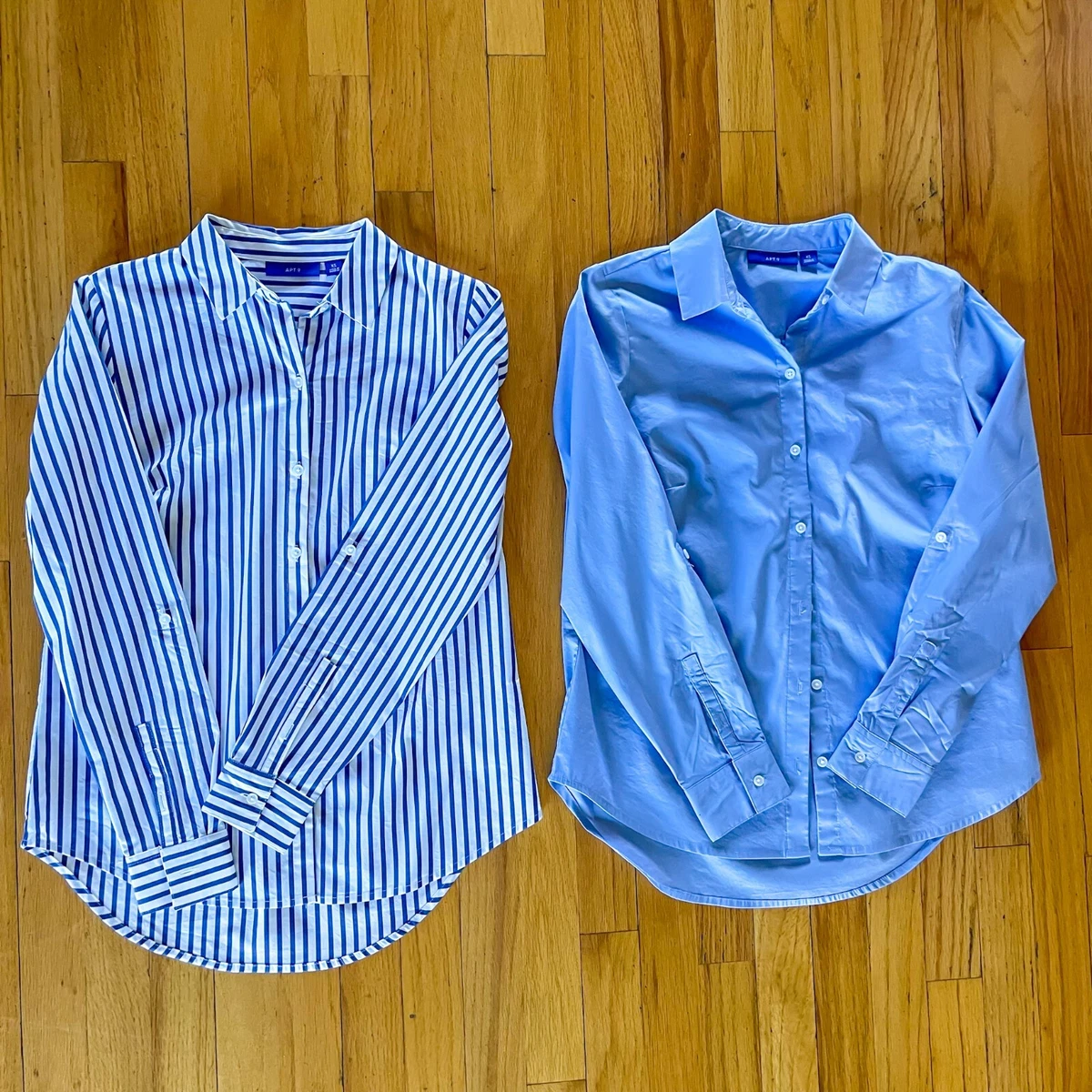 APT 9 Shirts Women s XS Blue Button Down Structured Essential Lot