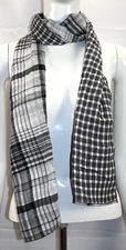 Checkered Black & White Scarf Unknown Brand & Material Size 11"X66" RN#52469