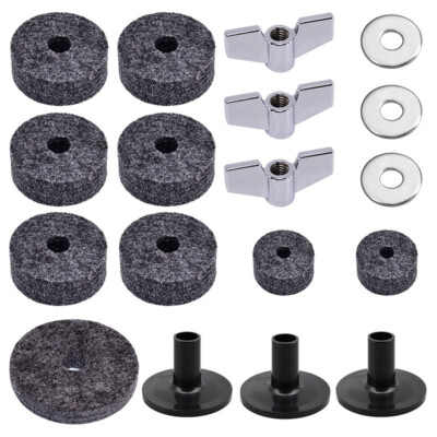 18Pcs Cymbal Sleeve Base Stand Felt Hi-Hat Clutch Cup Wing Nuts Sleeve Drum Kits
