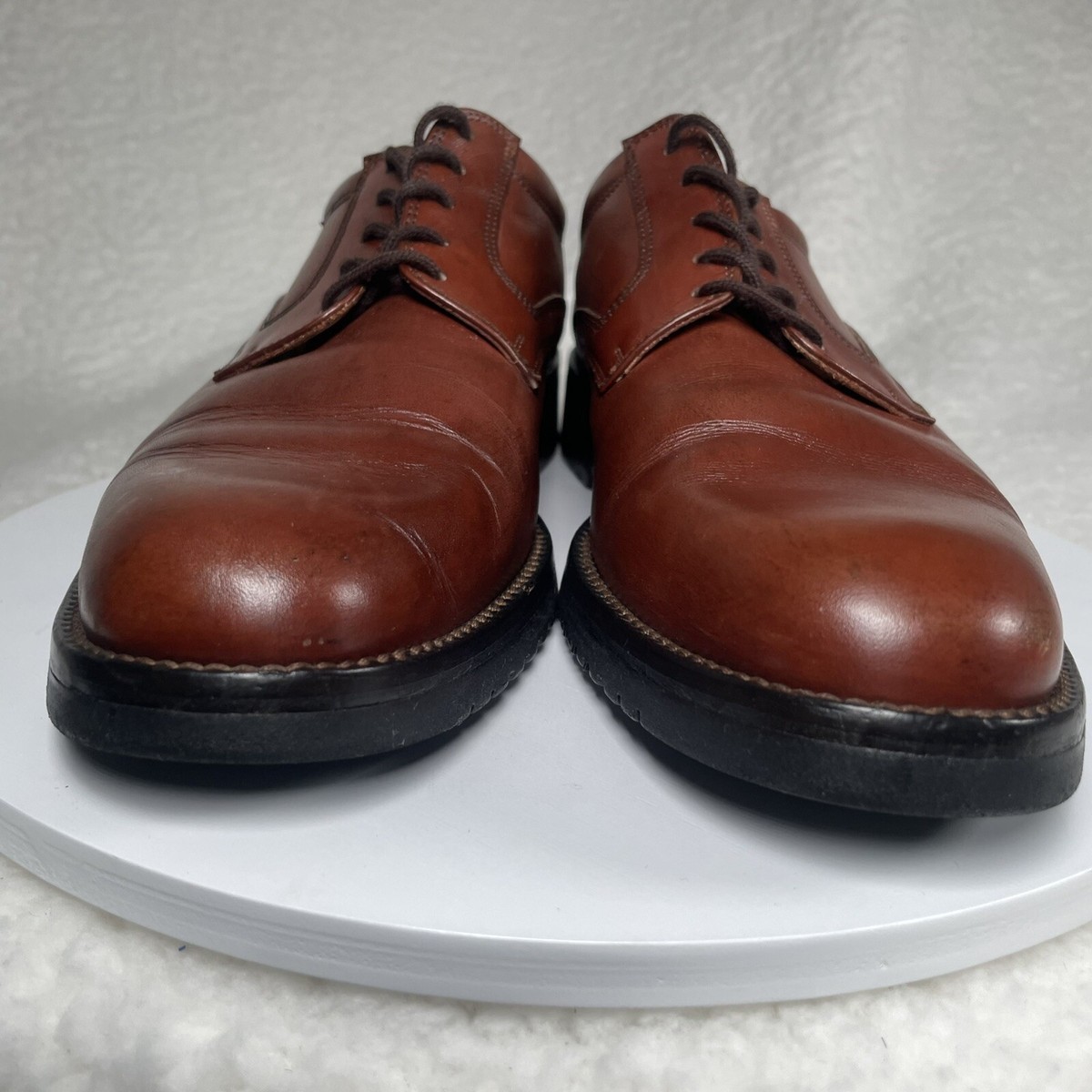 E.T. WRIGHT Dress Shoes Mens 10S Slim Brown Leather Oxford Italian Made Lace Up View 3