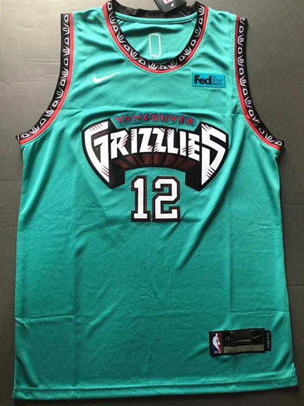 R tro Ja Morant 12 Memphis Grizzlies Maillot de Basket Cousu Vert