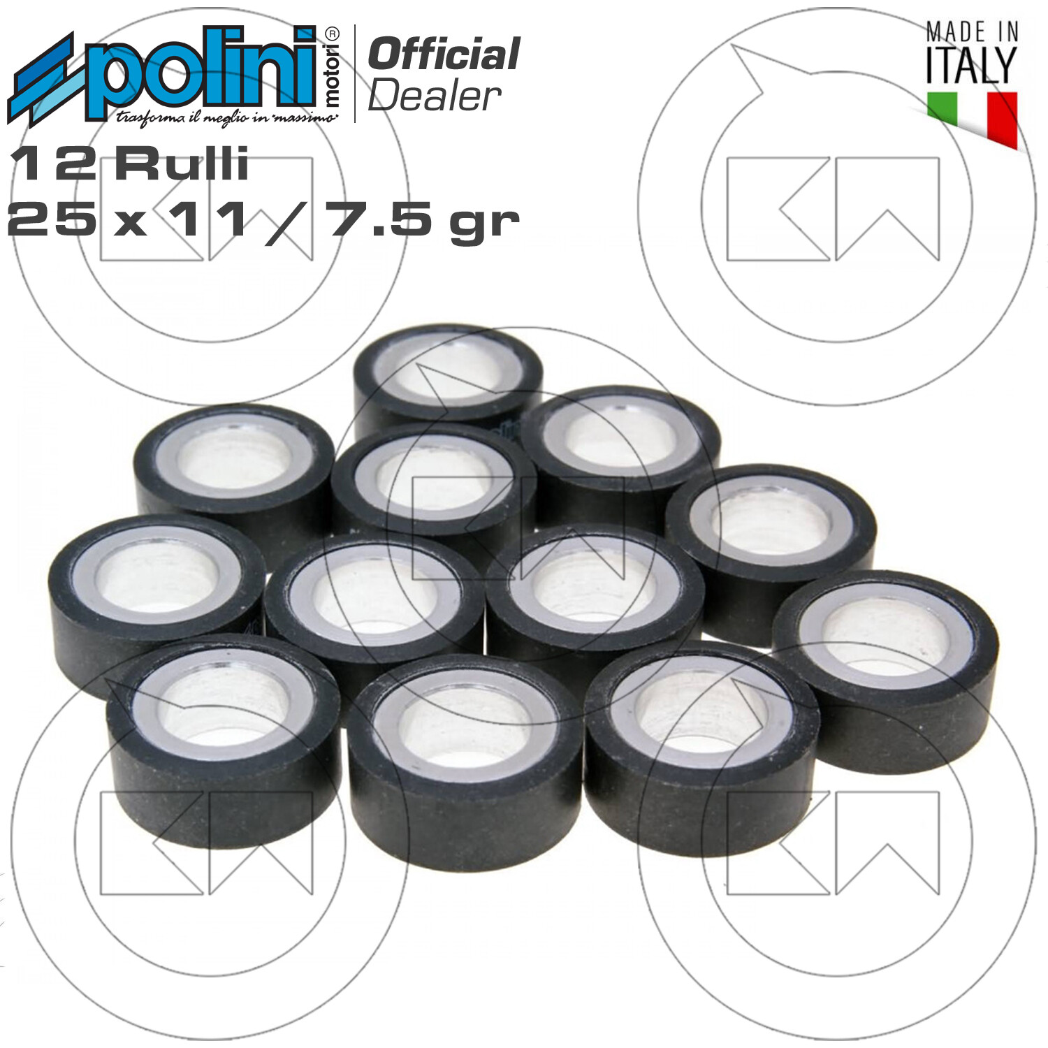 SERIE KIT RULLI 7,5 GRAMMI POLINI 12 RULLI YAMAHA T-MAX