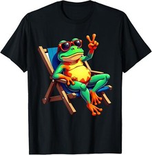 Frog Peace Sign Sunglasses Summer Funny Gift Unisex T-Shirt