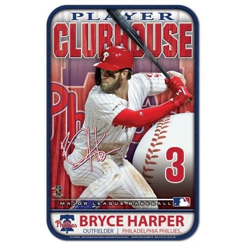 BRYCE HARPER PHILADELPHIA PHILLIES CLUBHOUSE 11"X17" PLASTIC SIGN DURABLE POSTER - Picture 1 of 1