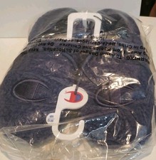 Champion Slippers - Blue W10/M8 Navy Blue Plush Fuzzy Hard Bottoms