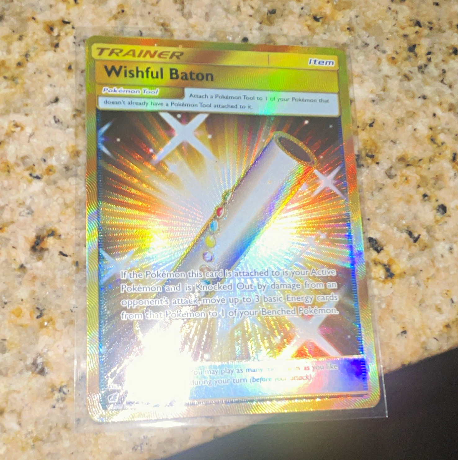 Pokemon TCG Wishful Baton 121/111 SM Crimson Invasion Secret Rare Reverse Holo
