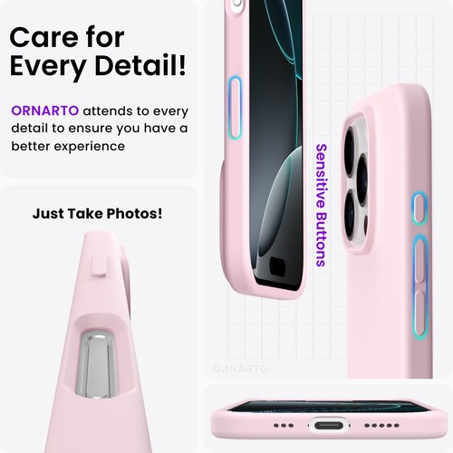 ORNARTO Compatibile con Custodia iPhone 16 Pro 6.3", Slim Silicone Liquido 3 Strati... - Foto 5 di 7