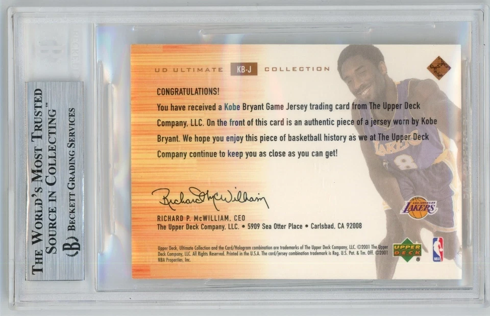 2000-01 Ultimate Collection KOBE BRYANT Bronze Game Jersey BGS 9 MINT N810 - Image 2 of 3
