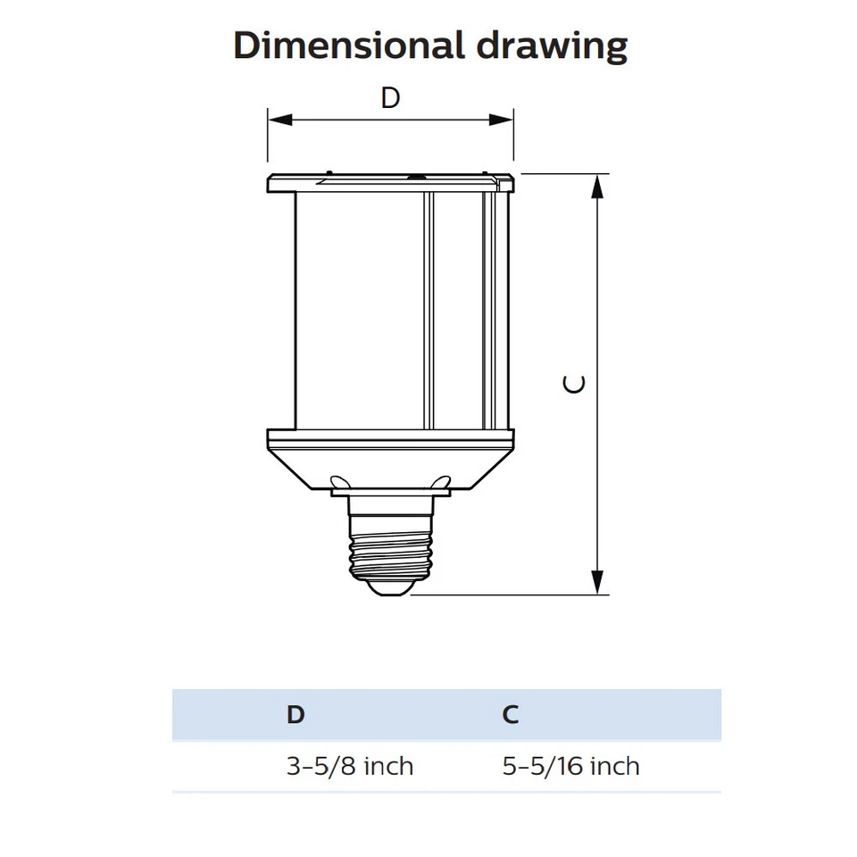 Philips 20w 100-277V LED 3000K Natural White 2800Lm E26 Base - HID Replacement - Image 2 of 4