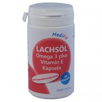 LACHSÖL OMEGA-3 plus Vitamin E Kapseln MediFit 90 ST