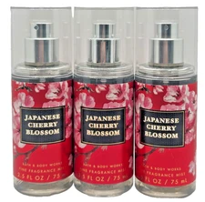 Bath & Body Works LOT 3 Mini Travel Japanese Cherry Blossom Mist Spray 2.5 oz