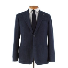 Corneliani Collection NWT Wool Blend Sport Coat Size 52R 42R US Blue Melange