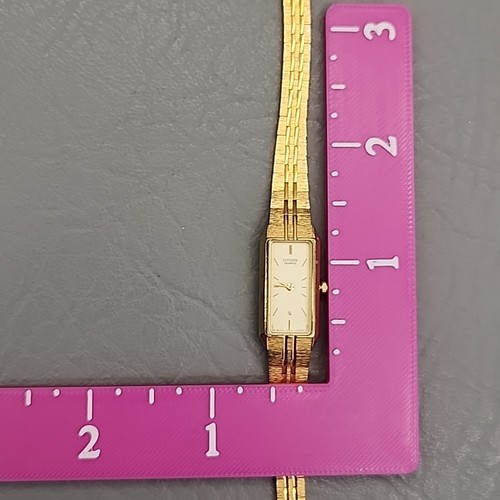 Citizen Watch Womens Quartz Rectangle Gold Tone 6421-S18523 Works - Picture 17 of 17