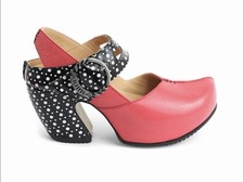 John Fluevog Platform Mary Jane Heel - Size 6 - red with polka dot -