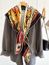 70 Cashmere 30 Silk Wrap Scarf Jungle leopard Print Double Face Shawl135X135cm