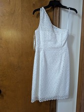 Lilly Pulitzer One Shoulder David Dress In White Eyelet Size 0 NWOT