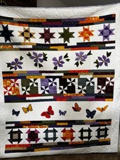 83 x 72 Hand Custom Appliqu d And Embroidered Flowers And Butterfly s Quilt