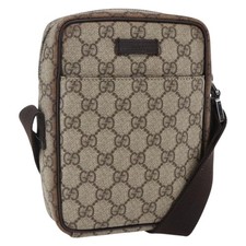 GUCCI GG Supreme Shoulder Bag PVC Beige Silver 122754 Auth ep13334