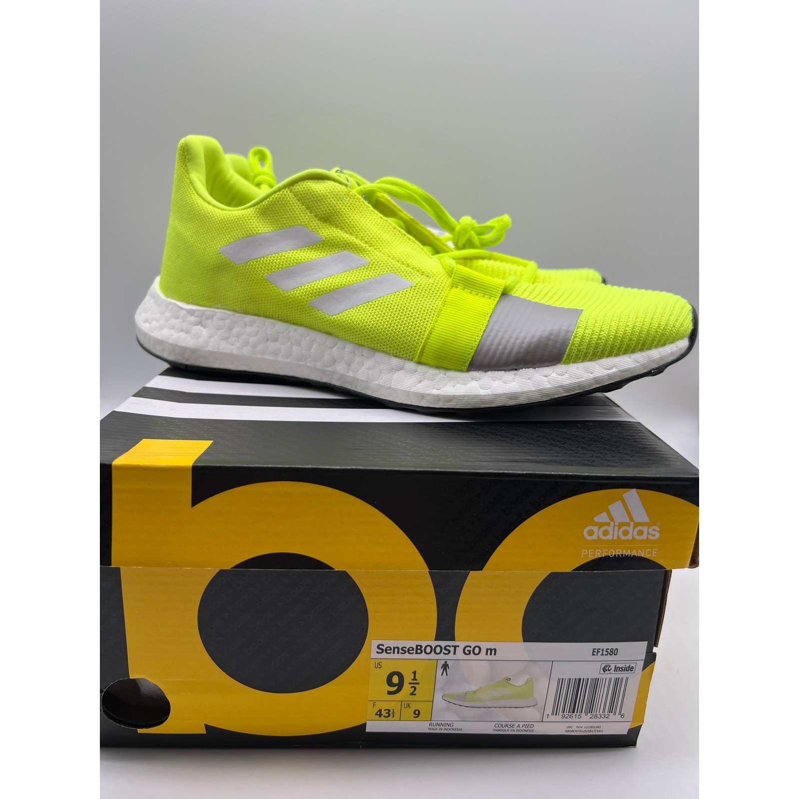 adidas Men's Senseboost GO Running Shoes Neon/Yellow Sneakers EF1580 Size 9.5